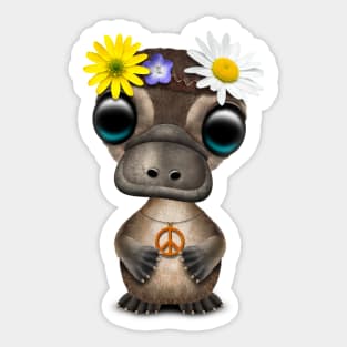 Cute Baby Platypus Hippie Sticker